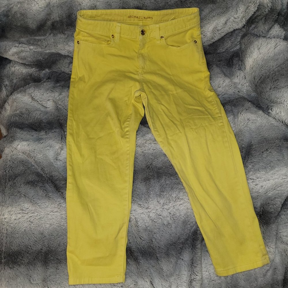 Michael Kors Izzy Cropped Yellow Jeans Size 6